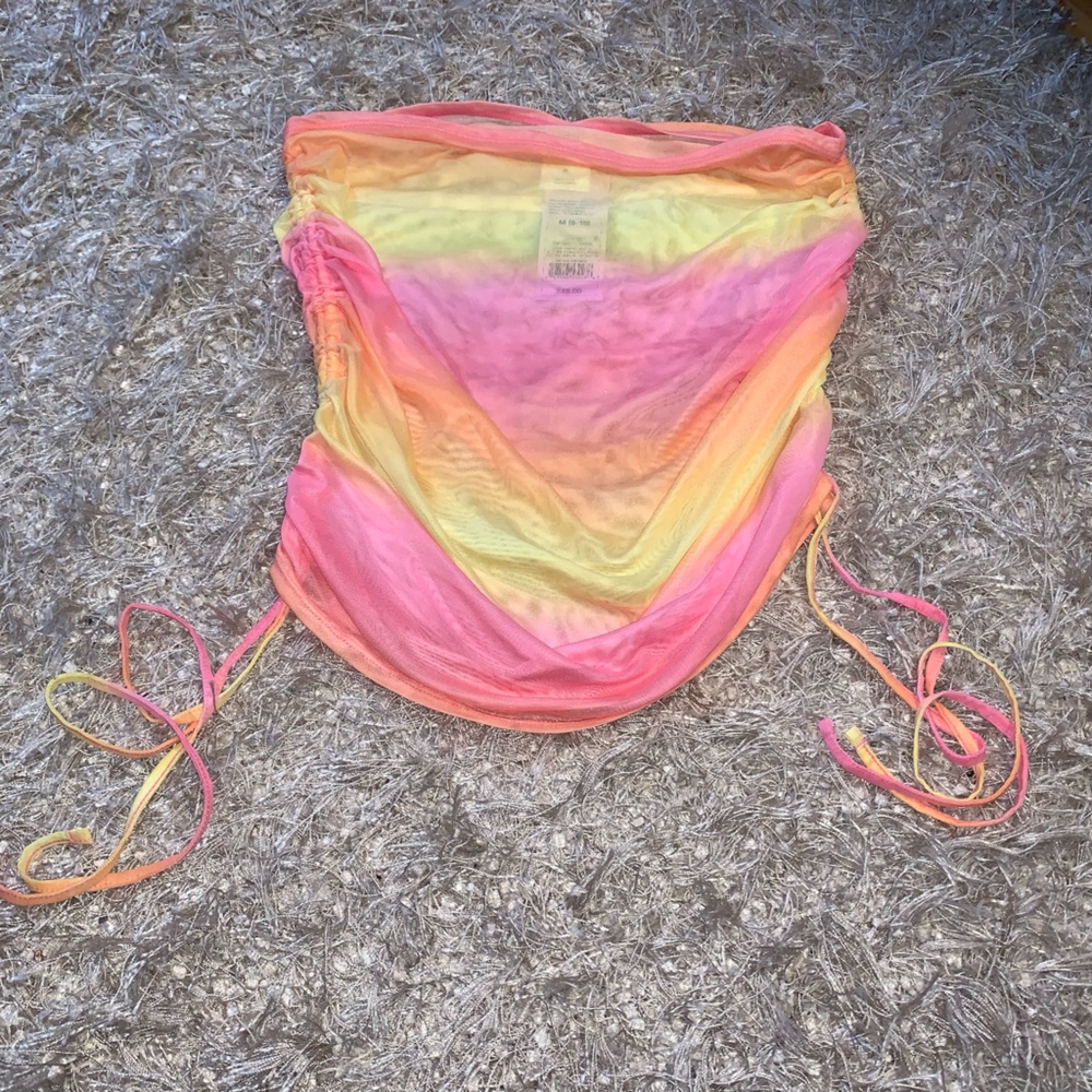 Wild Fable Pink and Yellow Mesh Skirt size Medium NWT